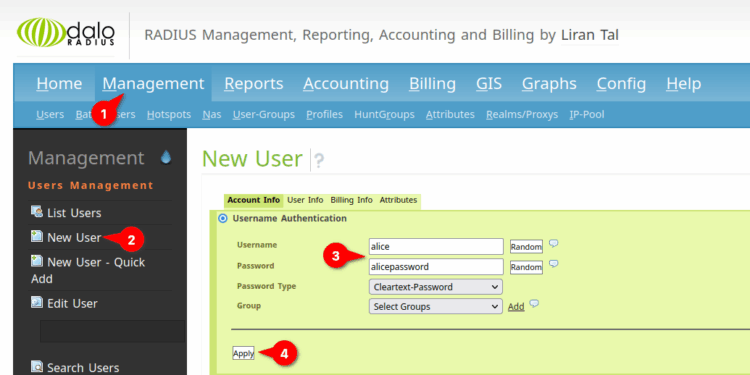 Freeradius interface install configure looks like centos